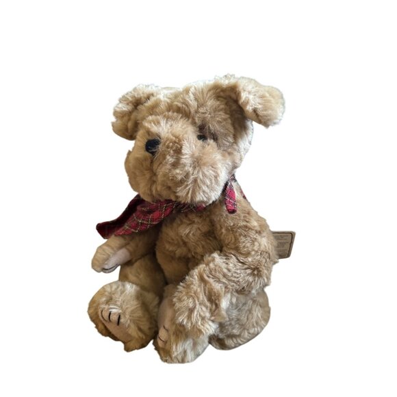 Boyds Bears Simon T Poochley Beans Dog Bulldog Red Plaid Bandana - Picture 2 of 11